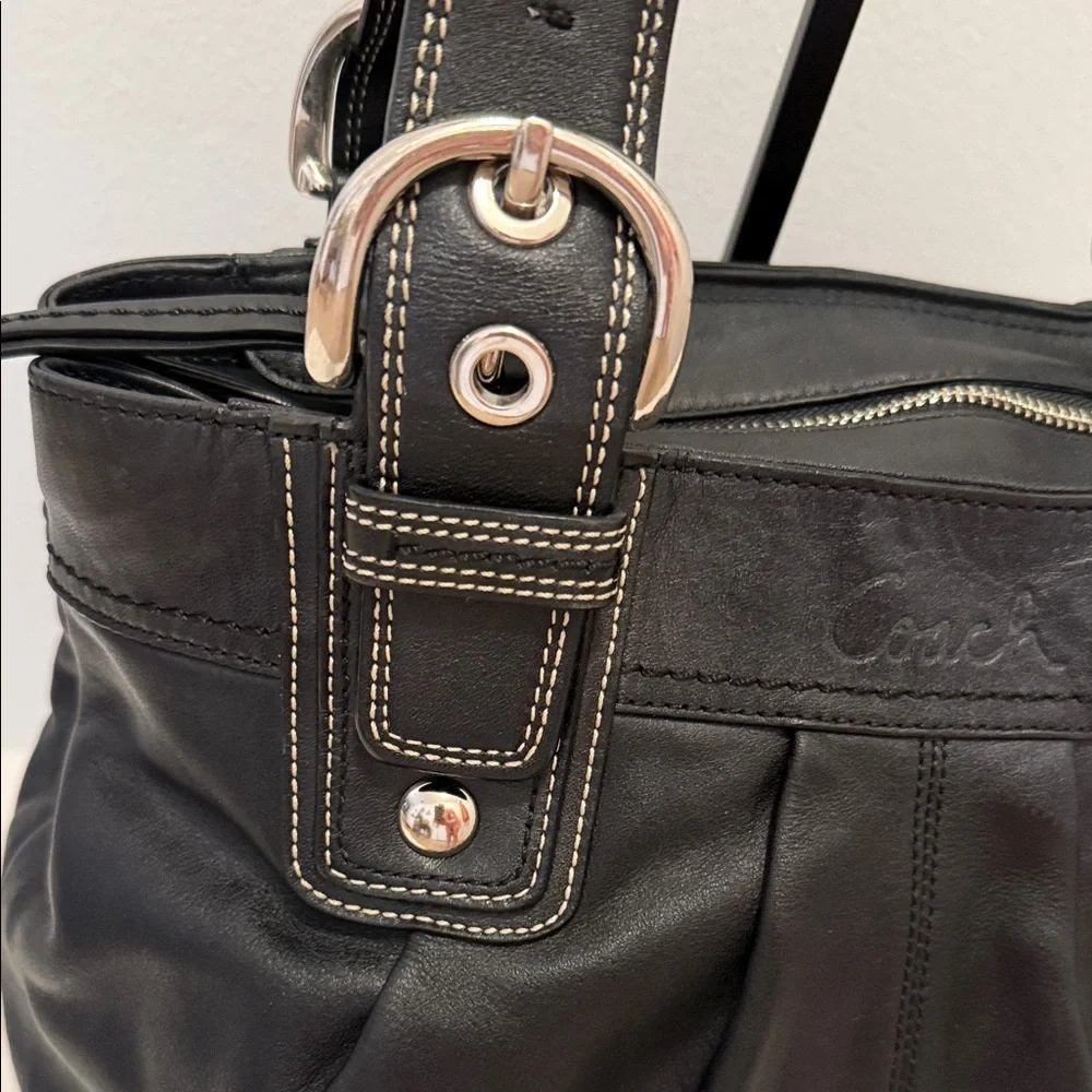 Coach Vintage SoHo Pleated Black Smooth Leather Handbag EUC - Picture 3 of 10